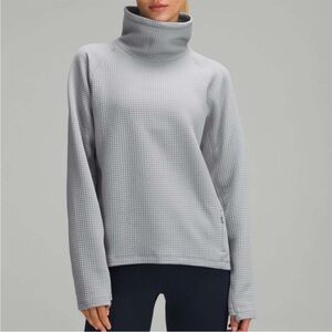Lululemon Waffle-Knit Funnel Neck Long Sleeve Shirt Rhino Grey Womens 4